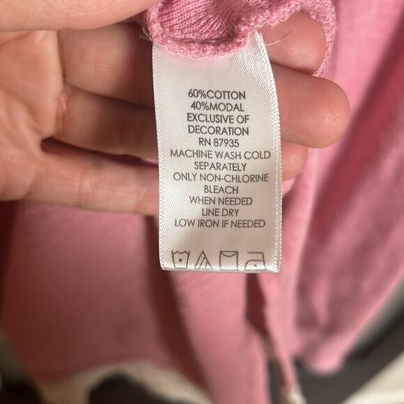 LOGO by Lori Goldstein Pink Tie Front Shrug with Lace Details Size XS - Picture 4 of 6